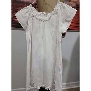 Massimo Dutti Linen Size 9-10 White Ruffles Lined Girls Dress #W2